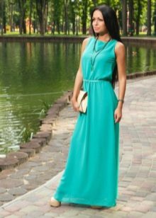 Robe longue d'été turquoise
