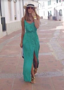 Robe longue turquoise décontractée