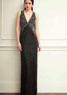 Robe de soirée droite avec fil d'argent