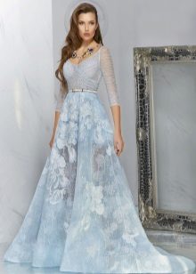 robe de soirée bleu translucide