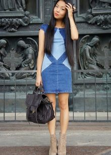 Robe en jean bicolore