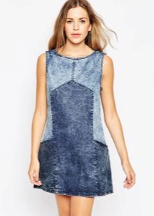 Robe en jean bicolore