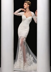 Robe de mariée sirène avec une jupe transparente