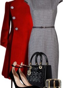Robe grise avec du rouge