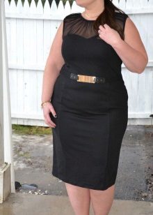 Robe mi-longue noire sans manches pour femme obèse