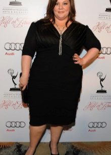 Robe de soirée moyenne noire en satin et maille