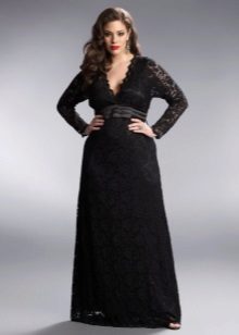 Robe longue à manches longues de guipure pour fille avec les mains pleines