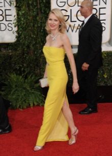 Robe de soirée jaune au sol