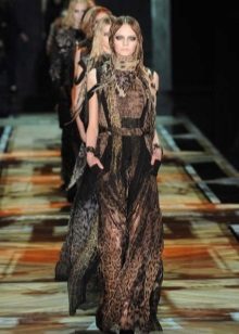 Robe marron et noire avec imprimé léopard