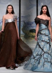 Robe marron avec bleu