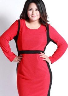 Robe rouge à empiècements noirs pour femmes obèses