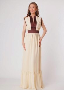 Robe longue en lait à boutons pression en bronze