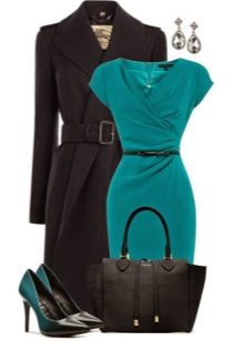 Robe de bureau turquoise, chaussures et accessoires