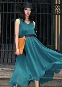Robe vert de mer avec rouge
