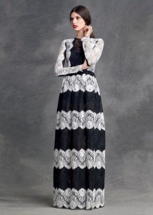 Robe en dentelle à rayures horizontales