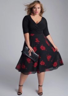 Robe longue avec une taille haute - noir avec des fleurs