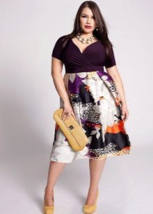 Robe longue avec une taille haute - violet-blanc
