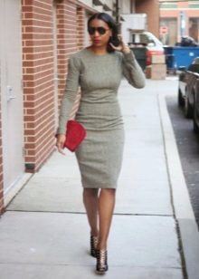 Robe business grise à manches longues