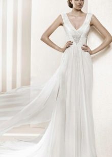 Robe Grecque Blanche avec Draperie