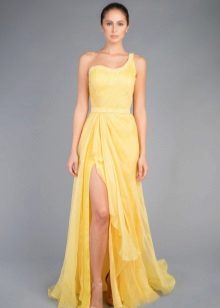Robe grecque avec une épaule jaune