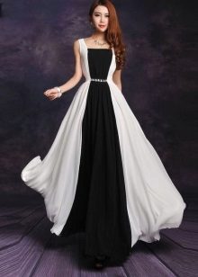 Robe longue noire et blanche