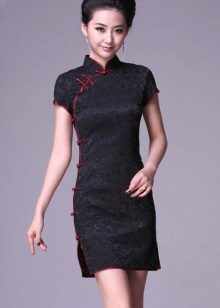 Robe de soiree noire longueur mini qipao
