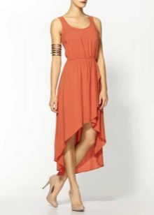 Robe mi-longue asymétrique en terre cuite