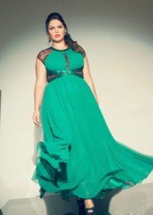 Robe longue en maille verte à taille haute pour femmes obèses