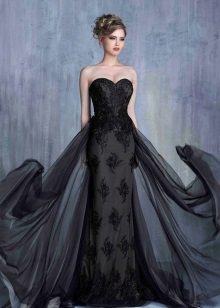 Robe de soirée noire en guipure