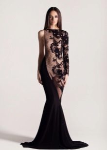 Robe en dentelle de sirène transparente