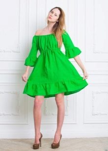 Robe courte en lin vert