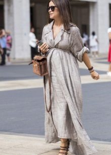Robe longue en lin gris