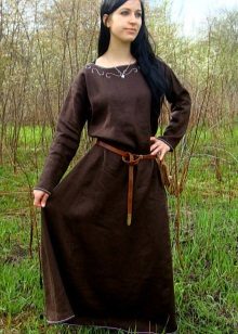 Ceinture en cuir à robe longue en lin
