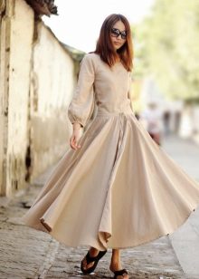 Robe longue en lin beige