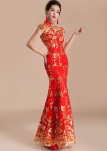 Robe longue rouge qipao