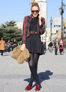Veste à carreaux à robe en viscose noire