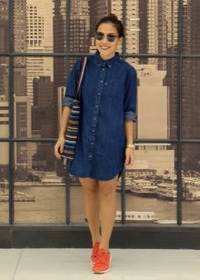 Robe chemise décontractée en jean