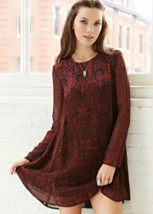 Robe trapèze bordeaux chaude