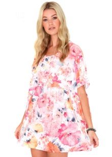 Robe trapèze d'été blanche à imprimé floral