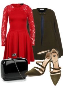 Robe avec jupe évasée et accessoires pour la figure du type d'un triangle inversé