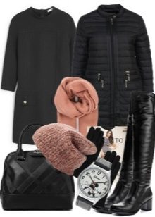 Robe coupe droite et accessoires pour femme avec la figure d'une poire