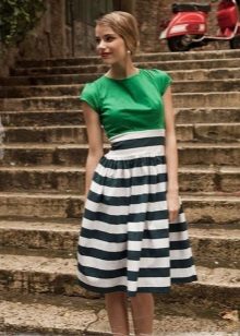 Robe bicolore taille haute