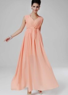 Robe taille haute couleur pêche
