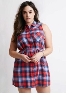 Chemise habillée à carreaux rouge-bleu-blanc pour femmes obèses