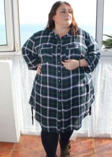 Robe chemise verte à carreaux pour très grandes femmes