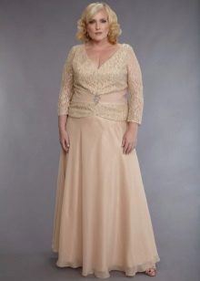 Robe à manches longues pour guipure et mousseline beiges
