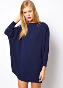 Robe à manches chauve-souris évasée bleue
