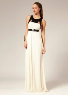 Robe évasée longue avec taille haute