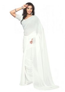 Sari blanc sans motifs