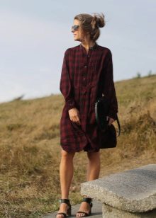 Robe chemise tartan rouge et noire